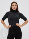 Moodo Schwarzer Damen-Rollkragenpullover mit Metallic-Faden Moodo