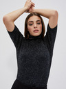 Moodo Schwarzer Damen-Rollkragenpullover mit Metallic-Faden Moodo