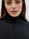 Moodo Schwarzer Damen-Rollkragenpullover mit Metallic-Faden Moodo