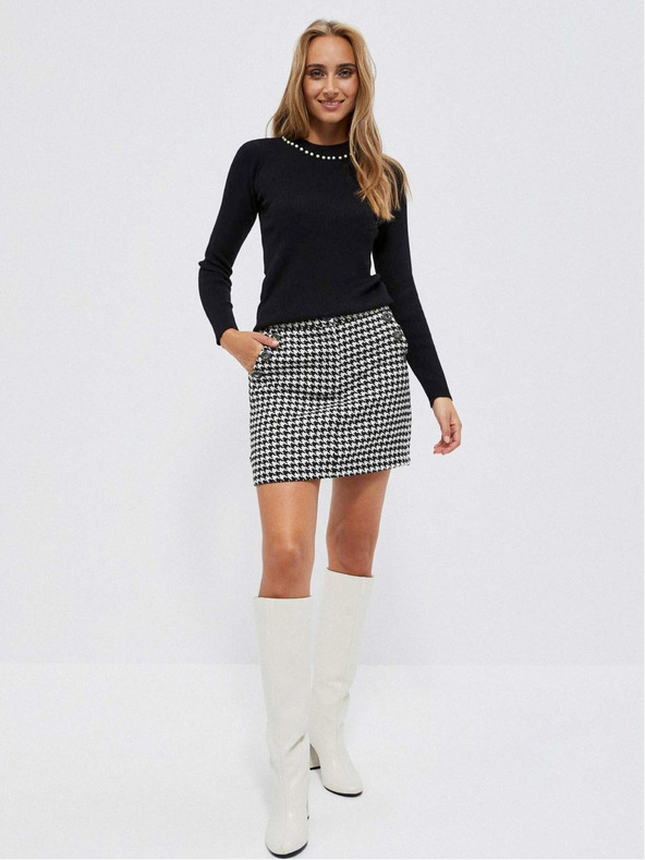 Moodo Schwarzer Damenpullover mit Perlen Moodo