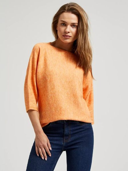 Moodo Orangefarbener 3/4-Arm-Pullover Moodo