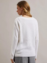 Moodo Moodo Weißer durchbrochener Pullover mit V-Ausschnitt