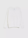 Moodo Moodo Weißer durchbrochener Pullover mit V-Ausschnitt