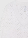 Moodo Moodo Weißer durchbrochener Pullover mit V-Ausschnitt