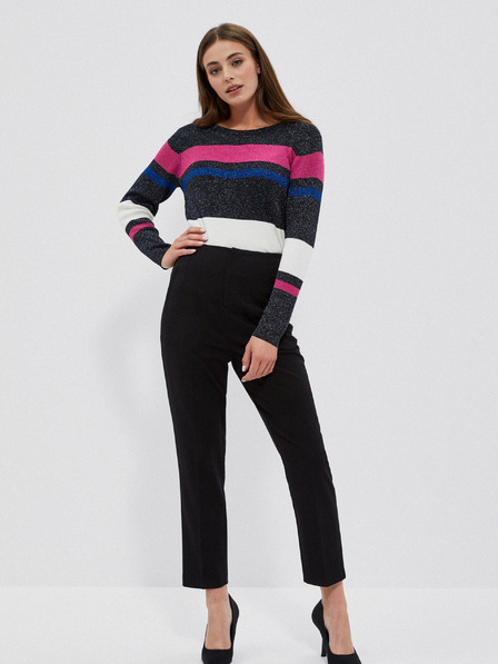 Moodo Schwarzer Damenpullover mit schwarzem Metallic-Garn Moodo