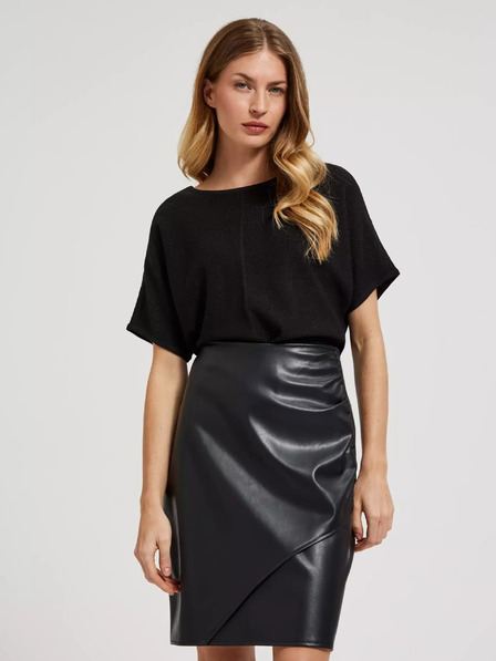 Moodo Schwarzer Oversized-Pullover mit kurzen Ärmeln Moodo