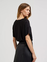 Moodo Schwarzer Oversized-Pullover mit kurzen Ärmeln Moodo