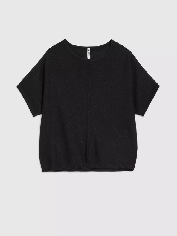 Moodo Schwarzer Oversized-Pullover mit kurzen Ärmeln Moodo