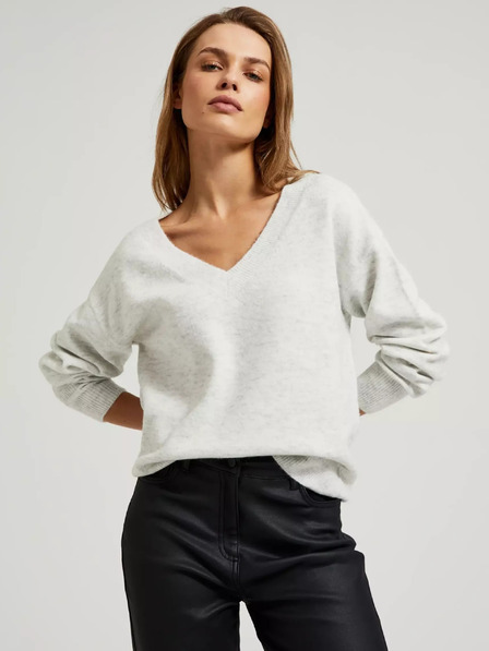 Moodo Damen V-Ausschnitt Pullover Moodo