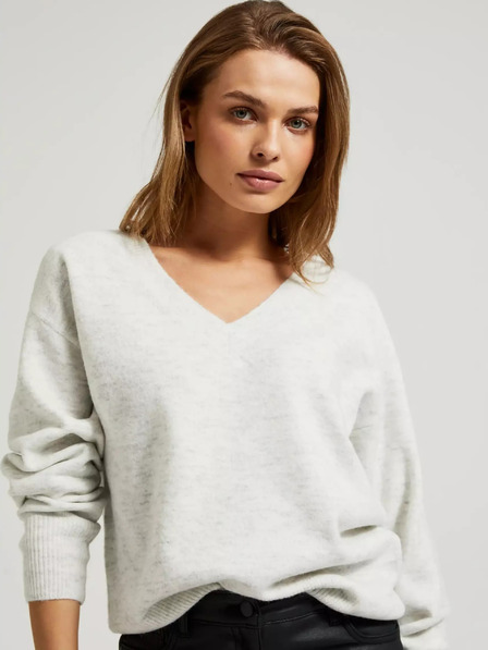 Moodo Damen V-Ausschnitt Pullover Moodo