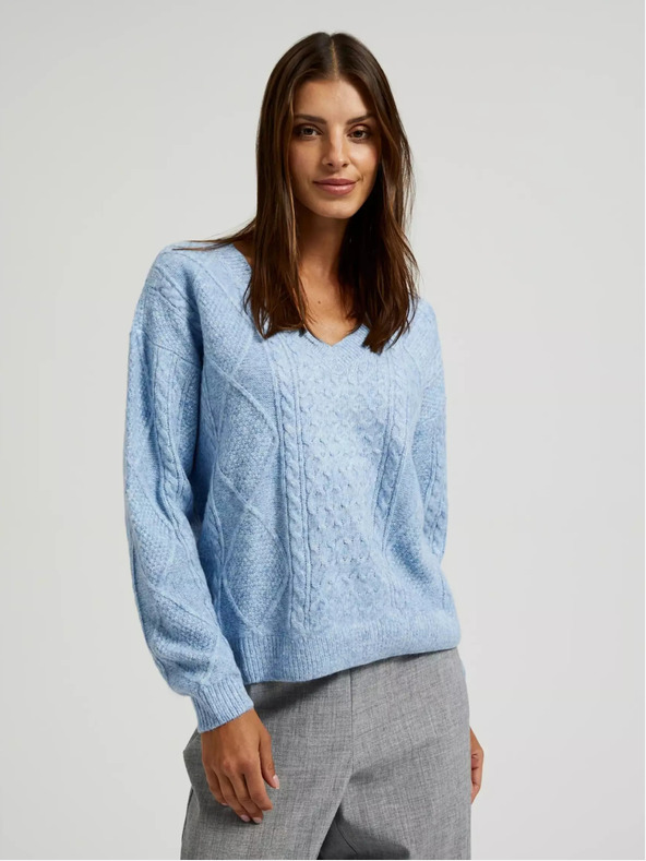 Moodo Blaue Strickjacke mit V-Ausschnitt Moodo
