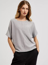 Moodo Grauer Oversized-Pullover mit kurzen Ärmeln Moodo