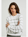 Moodo Moodo Grau gestreifter weißer Pullover