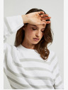 Moodo Moodo Grau gestreifter weißer Pullover
