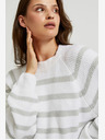 Moodo Moodo Grau gestreifter weißer Pullover