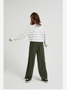 Moodo Moodo Grau gestreifter weißer Pullover