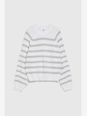 Moodo Moodo Grau gestreifter weißer Pullover