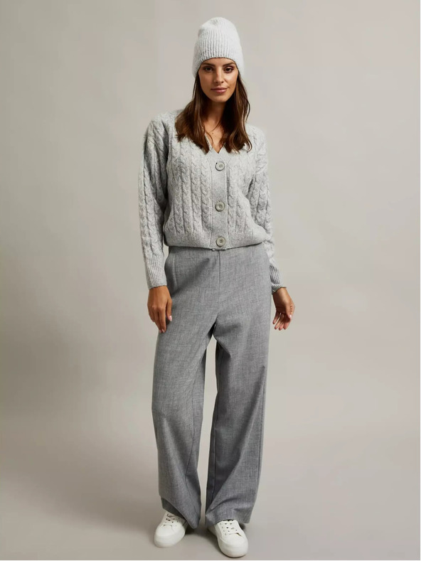 Moodo Graue kurze Strickjacke mit Knöpfen Moodo