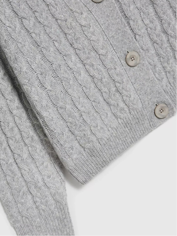 Moodo Graue kurze Strickjacke mit Knöpfen Moodo