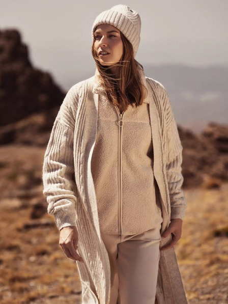 Moodo Beige lange Strickjacke Moodo