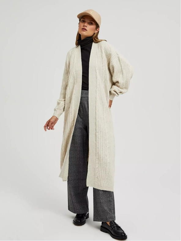Moodo Beige lange Strickjacke Moodo