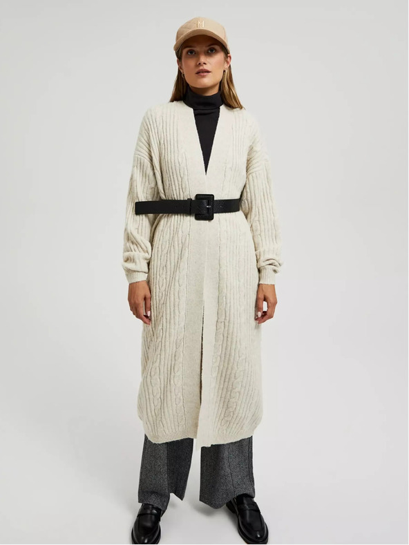 Moodo Beige lange Strickjacke Moodo
