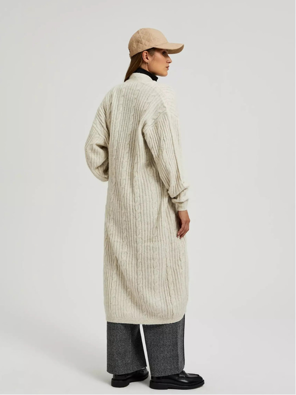 Moodo Beige lange Strickjacke Moodo