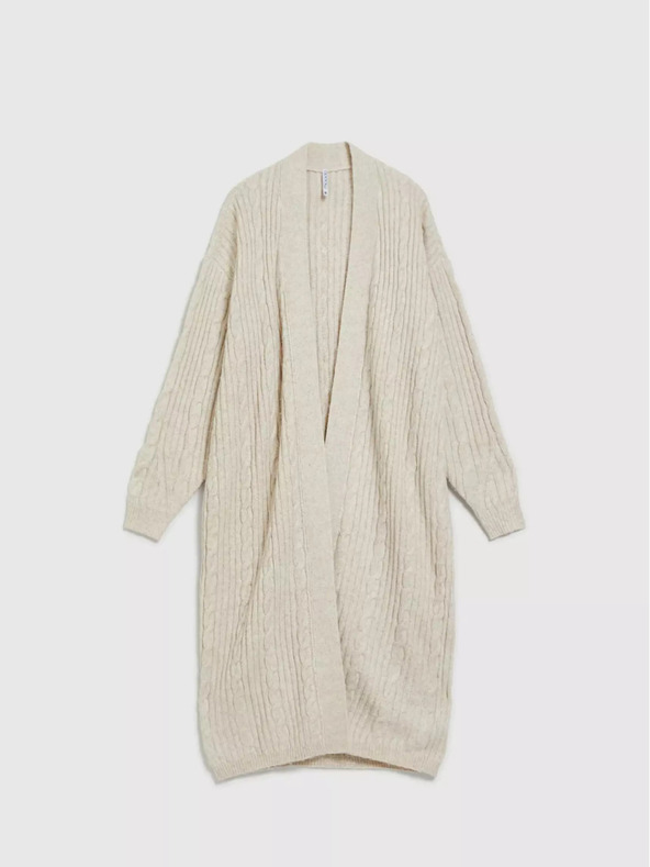 Moodo Beige lange Strickjacke Moodo