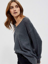 Moodo Grauer Damen Glanzpullover Moodo