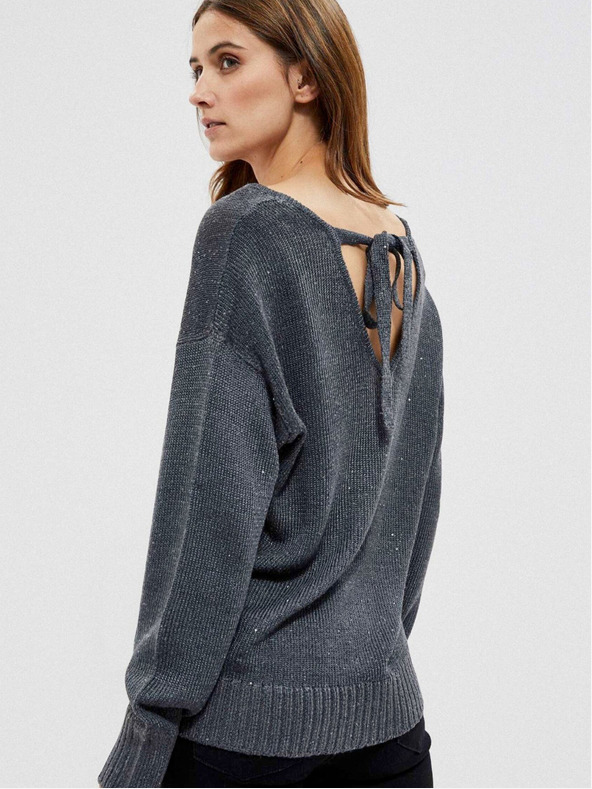 Moodo Grauer Damen Glanzpullover Moodo