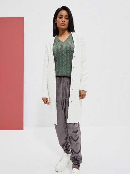 Moodo Weiße Damen-Langstrickjacke Moodo