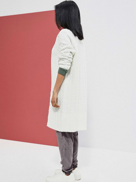 Moodo Weiße Damen-Langstrickjacke Moodo