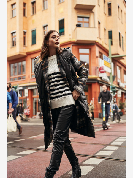 Moodo Schwarz-weiß gestreifter Damen-Pullover Moodo