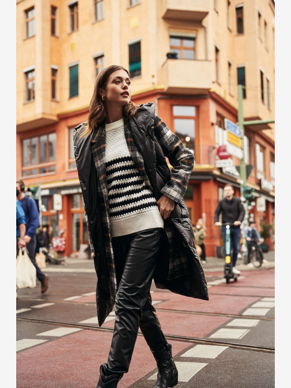 Moodo Schwarz-weiß gestreifter Damen-Pullover Moodo