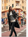 Moodo Schwarz-weiß gestreifter Damen-Pullover Moodo