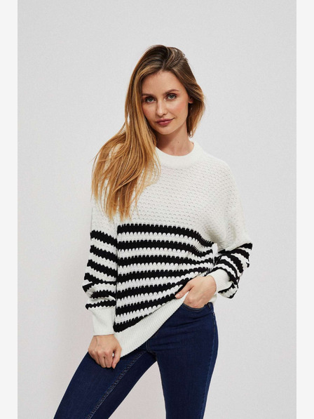 Moodo Schwarz-weiß gestreifter Damen-Pullover Moodo