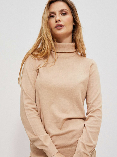 Moodo Beigefarbener Damen-Rollkragenpullover Moodo
