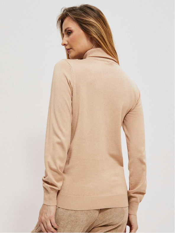 Moodo Beigefarbener Damen-Rollkragenpullover Moodo