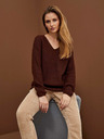 Moodo Brauner glänzender Damen-Pullover von Moodo