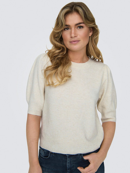 ONLY Beigefarbener Damen-Kurzarmpullover ONLY ONLRICA