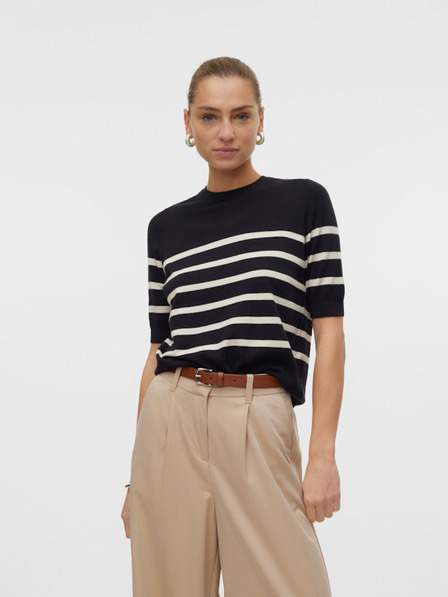 Vero Moda Beige und schwarz gestreifter Damenpullover Vero Moda