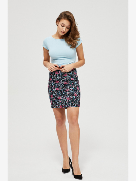 Moodo Dunkelblauer Damen-Rock mit Blumenmuster Moodo