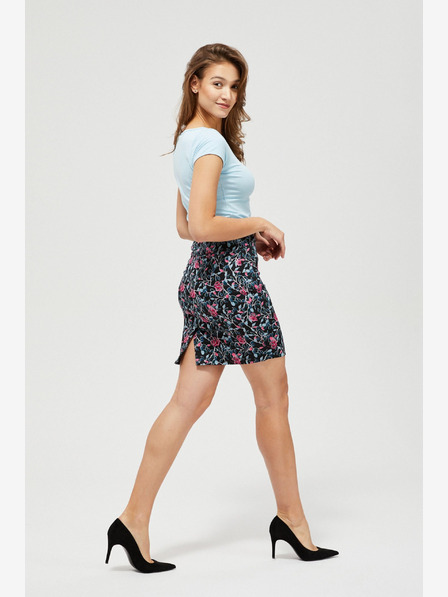 Moodo Dunkelblauer Damen-Rock mit Blumenmuster Moodo