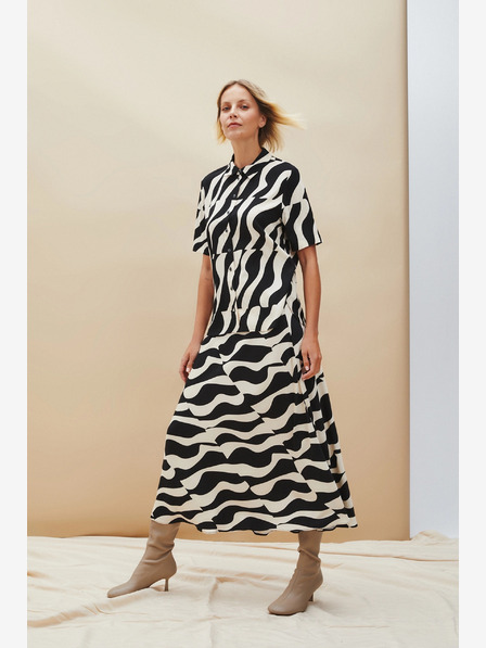 Moodo Moodo Beige und Schwarz Gemusterter Rock für Damen
