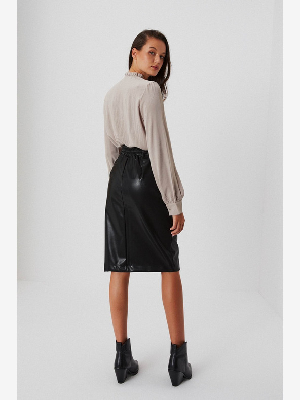 Moodo Schwarzer Kunstlederrock für Damen Moodo