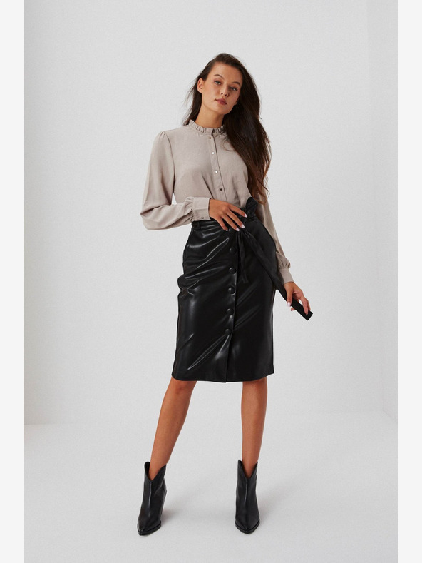 Moodo Schwarzer Kunstlederrock für Damen Moodo