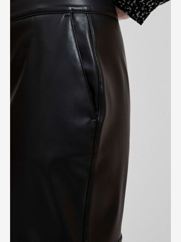 Moodo Schwarzer Kunstlederrock für Damen Moodo