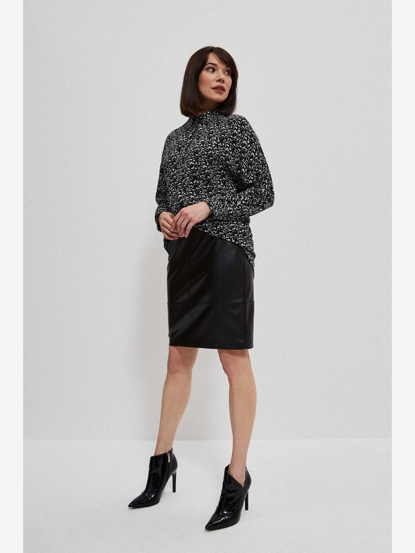 Moodo Schwarzer Kunstlederrock für Damen Moodo