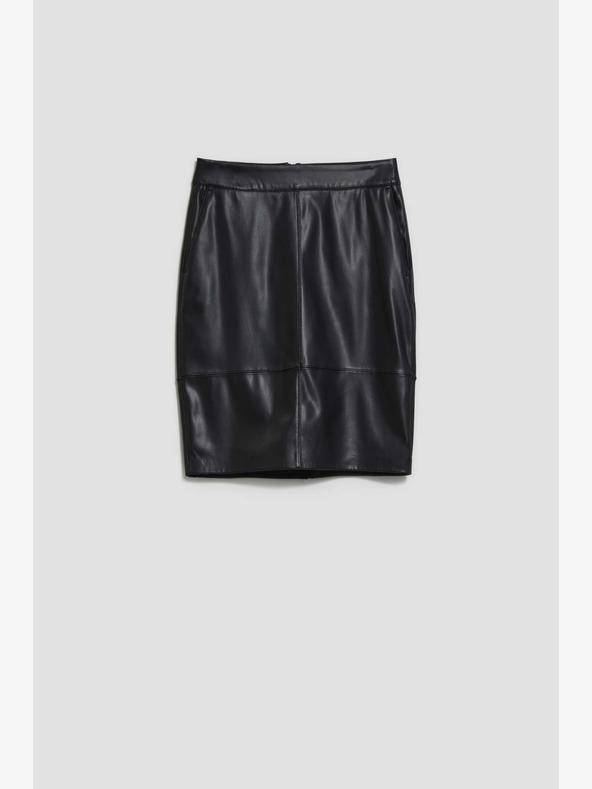 Moodo Schwarzer Kunstlederrock für Damen Moodo