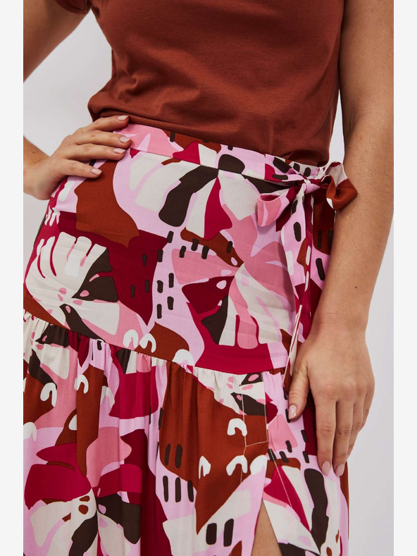 Moodo Rot und rosa gemusterter Damenrock Moodo